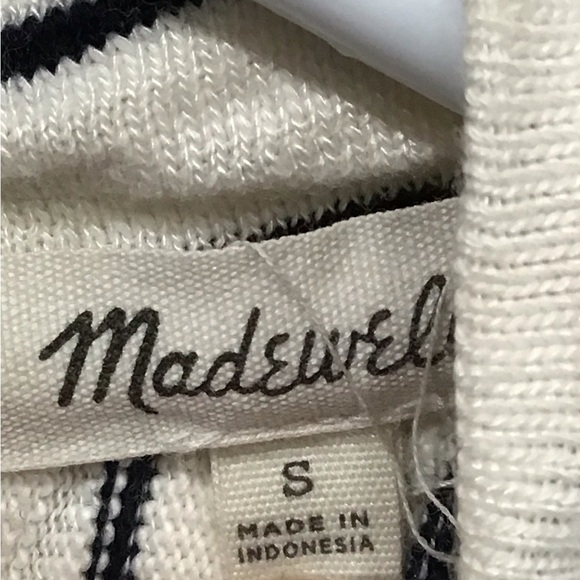 Madewell Mixtape Navy Striped Mock Neck Sleeveless Knit Top​ Size Small - Picture 3 of 5